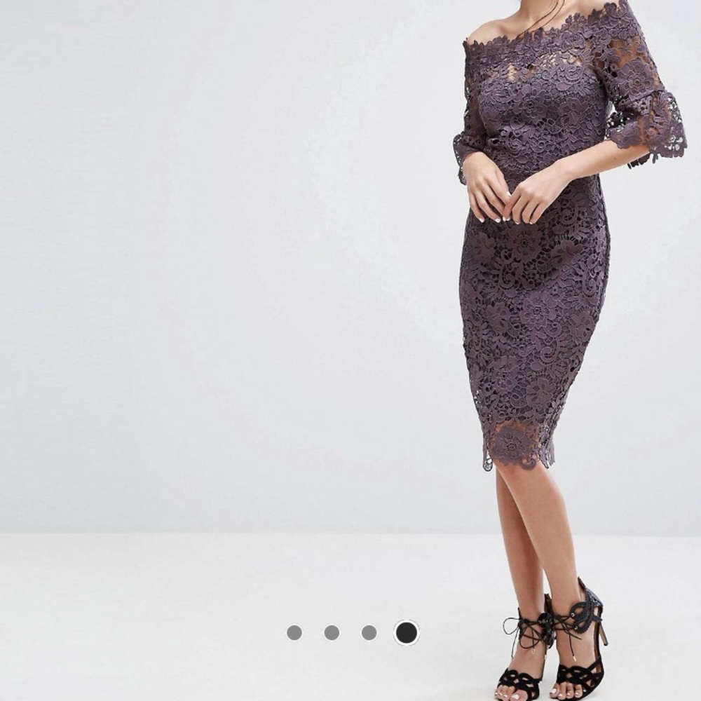 Lace off the shoulder paper dolls/asos midi dress
